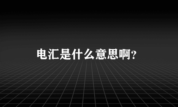 电汇是什么意思啊？