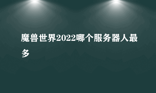 魔兽世界2022哪个服务器人最多