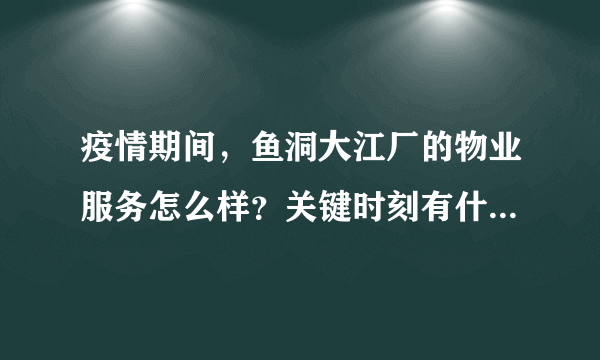 疫情期间，鱼洞大江厂的物业服务怎么样？关键时刻有什么行动吗？