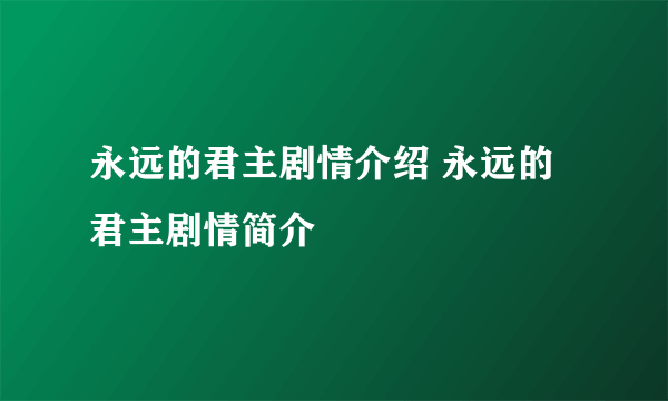 永远的君主剧情介绍 永远的君主剧情简介