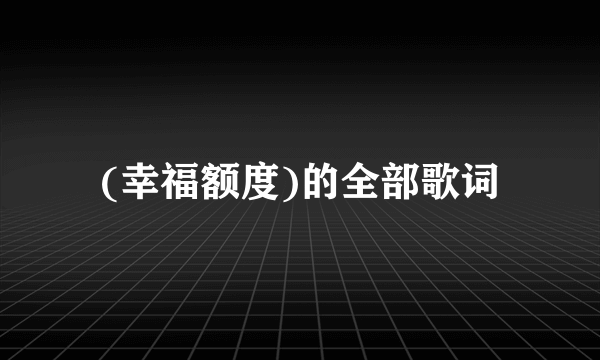 (幸福额度)的全部歌词