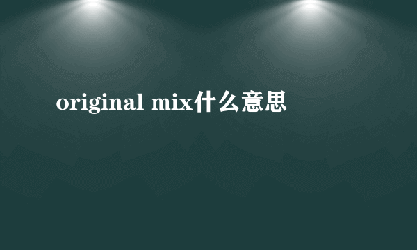 original mix什么意思