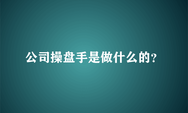 公司操盘手是做什么的？