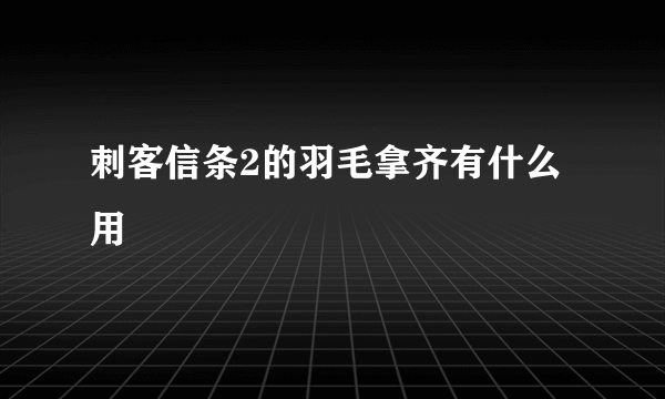 刺客信条2的羽毛拿齐有什么用