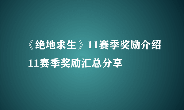 《绝地求生》11赛季奖励介绍 11赛季奖励汇总分享