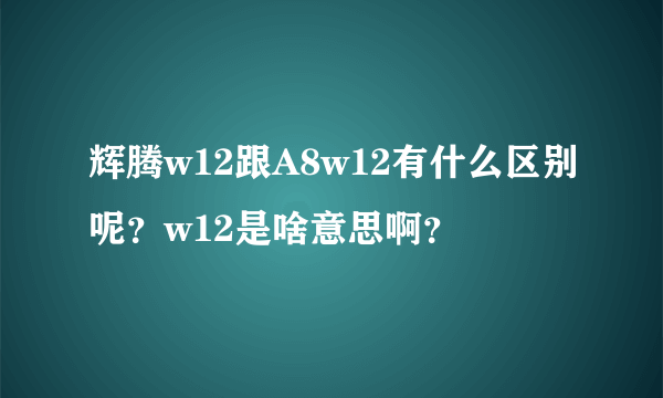 辉腾w12跟A8w12有什么区别呢？w12是啥意思啊？