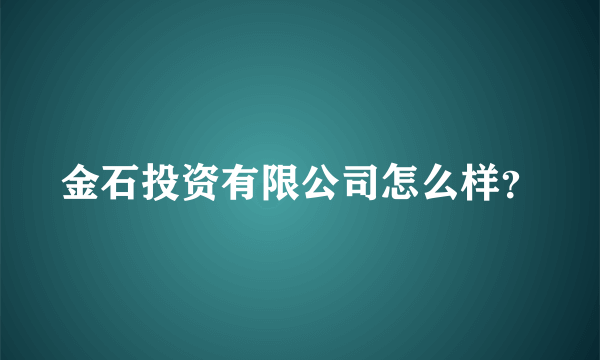 金石投资有限公司怎么样？