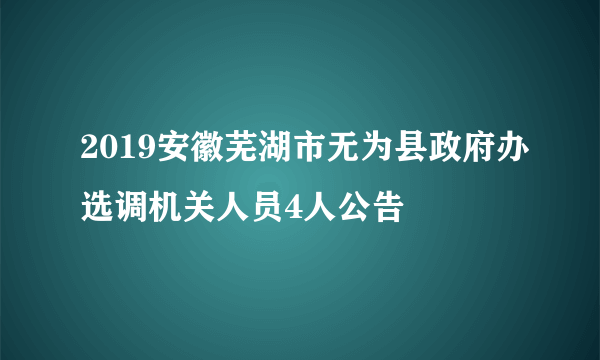 2019安徽芜湖市无为县政府办选调机关人员4人公告