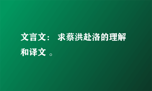 文言文： 求蔡洪赴洛的理解和译文 。