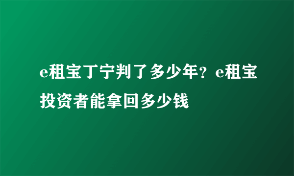 e租宝丁宁判了多少年？e租宝投资者能拿回多少钱