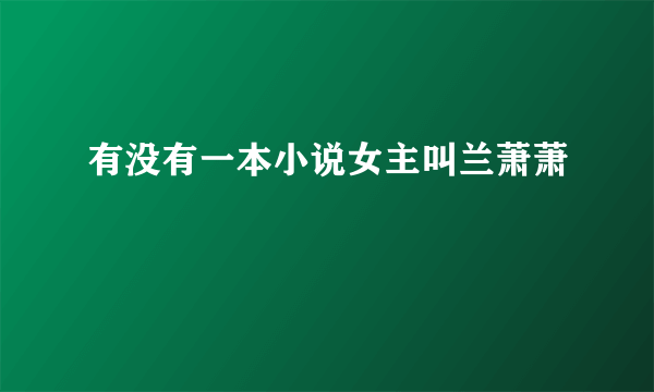 有没有一本小说女主叫兰萧萧