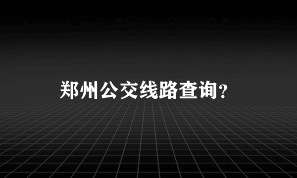 郑州公交线路查询？