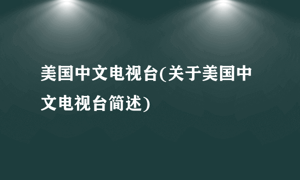 美国中文电视台(关于美国中文电视台简述)