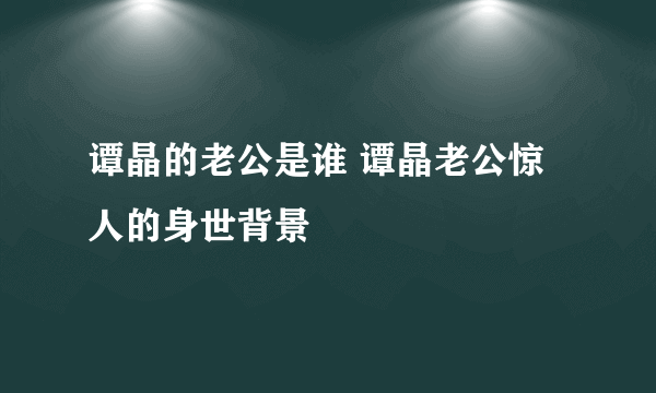 谭晶的老公是谁 谭晶老公惊人的身世背景