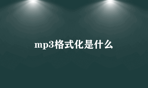 mp3格式化是什么