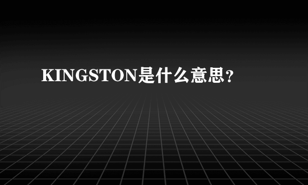 KINGSTON是什么意思？