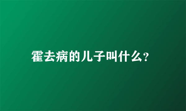 霍去病的儿子叫什么？