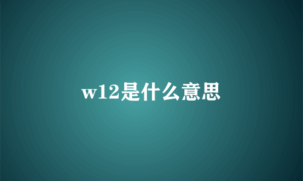 w12是什么意思