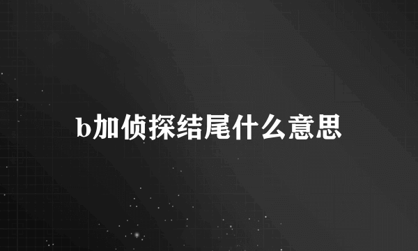 b加侦探结尾什么意思