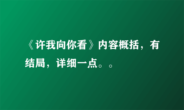 《许我向你看》内容概括，有结局，详细一点。。