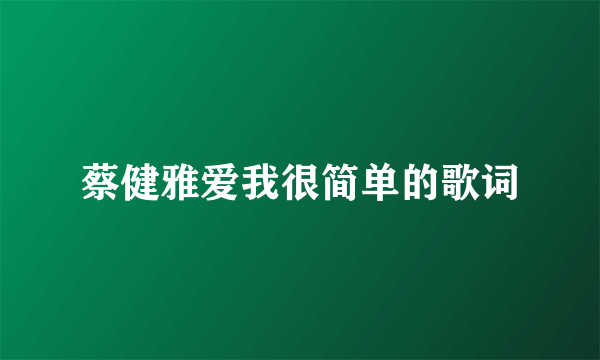 蔡健雅爱我很简单的歌词