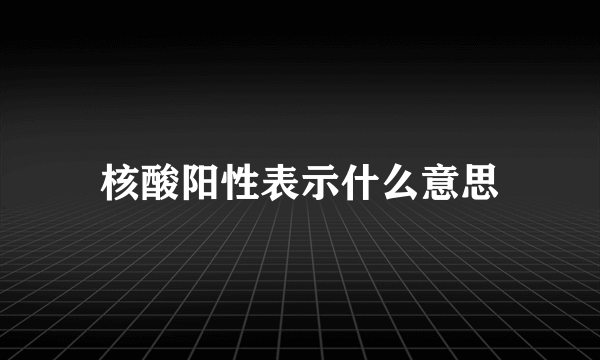 核酸阳性表示什么意思