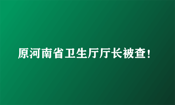 原河南省卫生厅厅长被查！