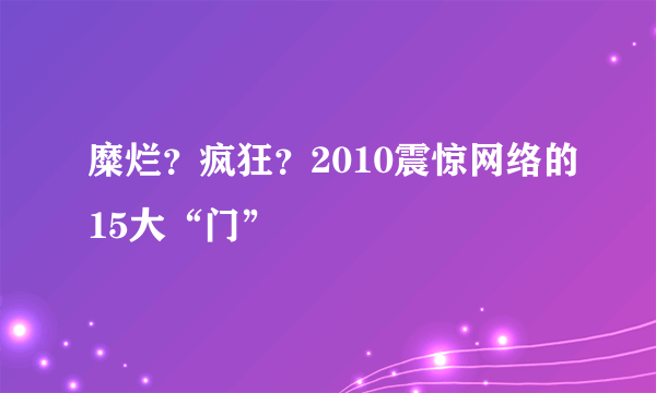 糜烂？疯狂？2010震惊网络的15大“门”