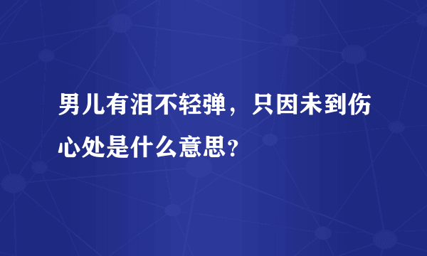 男儿有泪不轻弹，只因未到伤心处是什么意思？