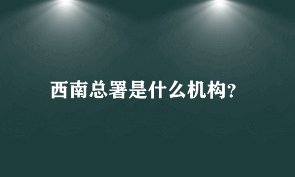 西南总署是什么机构？