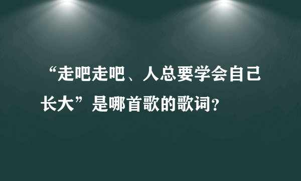 “走吧走吧、人总要学会自己长大”是哪首歌的歌词？