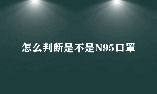 怎么判断是不是N95口罩