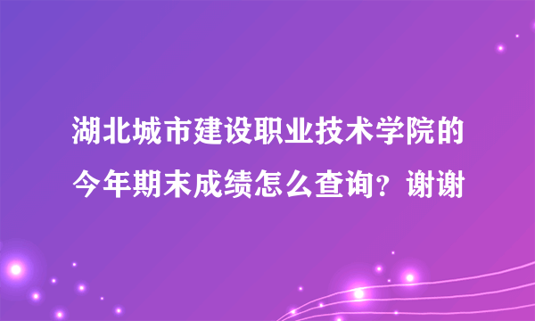 湖北城市建设职业技术学院的今年期末成绩怎么查询？谢谢