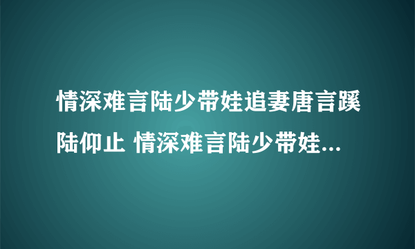 情深难言陆少带娃追妻唐言蹊陆仰止 情深难言陆少带娃追妻全文阅读