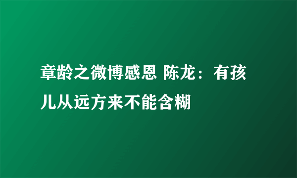 章龄之微博感恩 陈龙：有孩儿从远方来不能含糊