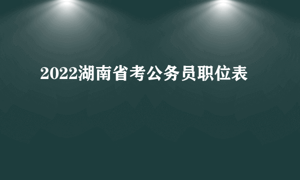 2022湖南省考公务员职位表