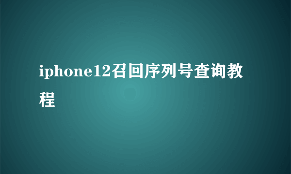 iphone12召回序列号查询教程