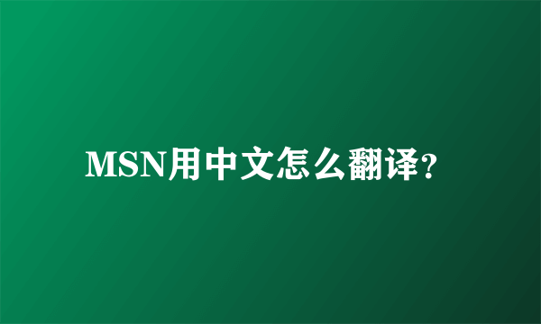 MSN用中文怎么翻译？