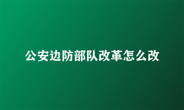 公安边防部队改革怎么改