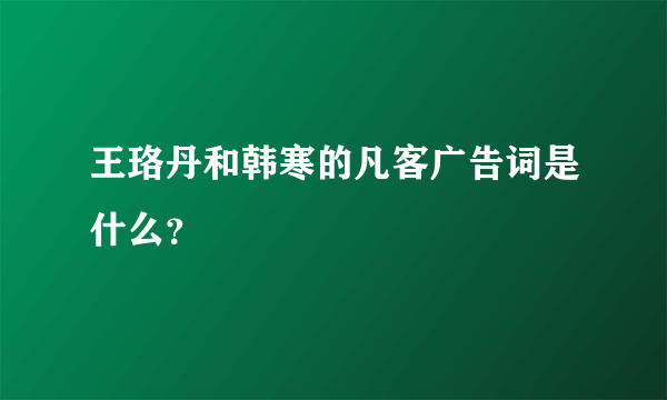 王珞丹和韩寒的凡客广告词是什么？