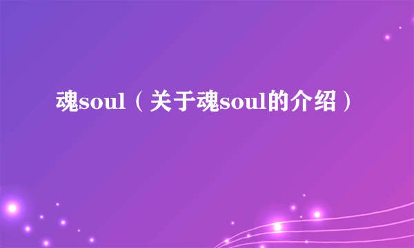 魂soul（关于魂soul的介绍）