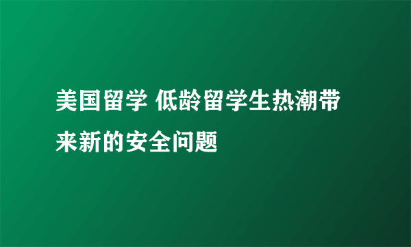 美国留学 低龄留学生热潮带来新的安全问题