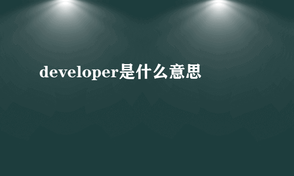 developer是什么意思