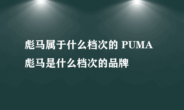 彪马属于什么档次的 PUMA彪马是什么档次的品牌