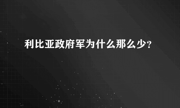 利比亚政府军为什么那么少？