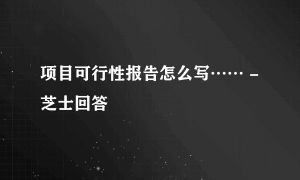 项目可行性报告怎么写…… - 芝士回答