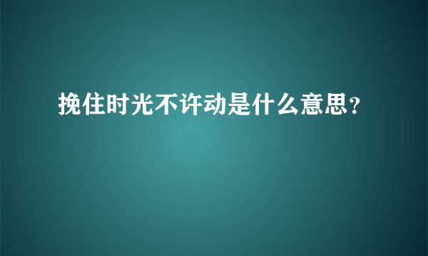 挽住时光不许动是什么意思？