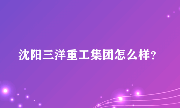 沈阳三洋重工集团怎么样？