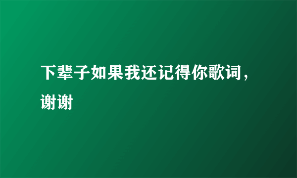 下辈子如果我还记得你歌词，谢谢