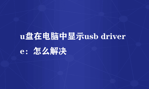 u盘在电脑中显示usb driver e：怎么解决